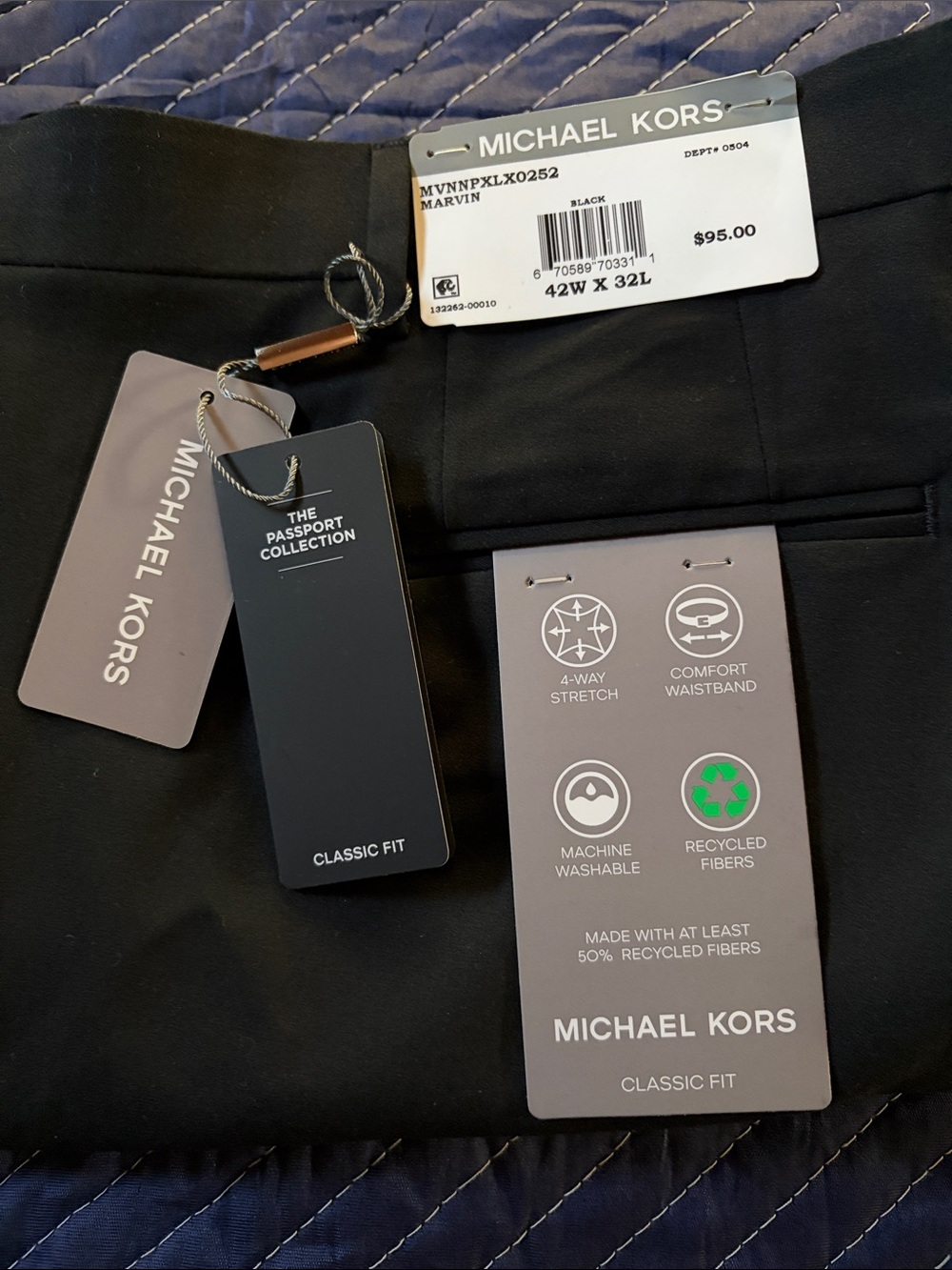Michael Kors Men's Black Classic Fit Dress Pants
